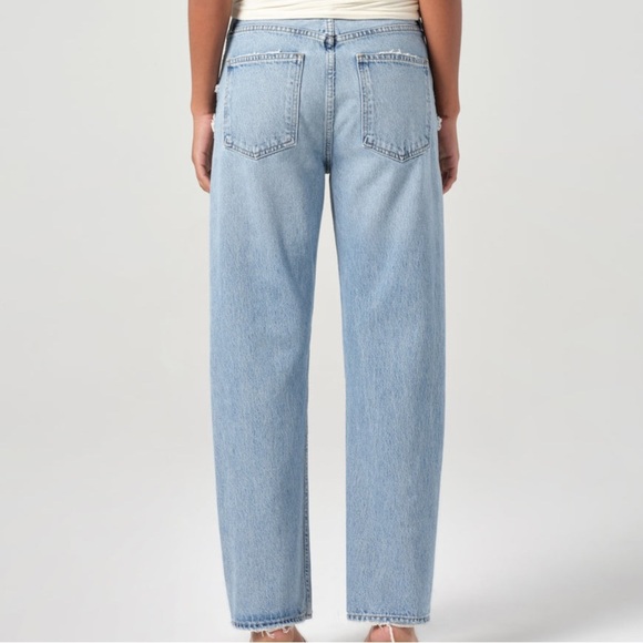 Agolde 90'S Mid Rise Straight Alter Light Wash Denim Ripped Button Fly Jeans 25 - Picture 2 of 11